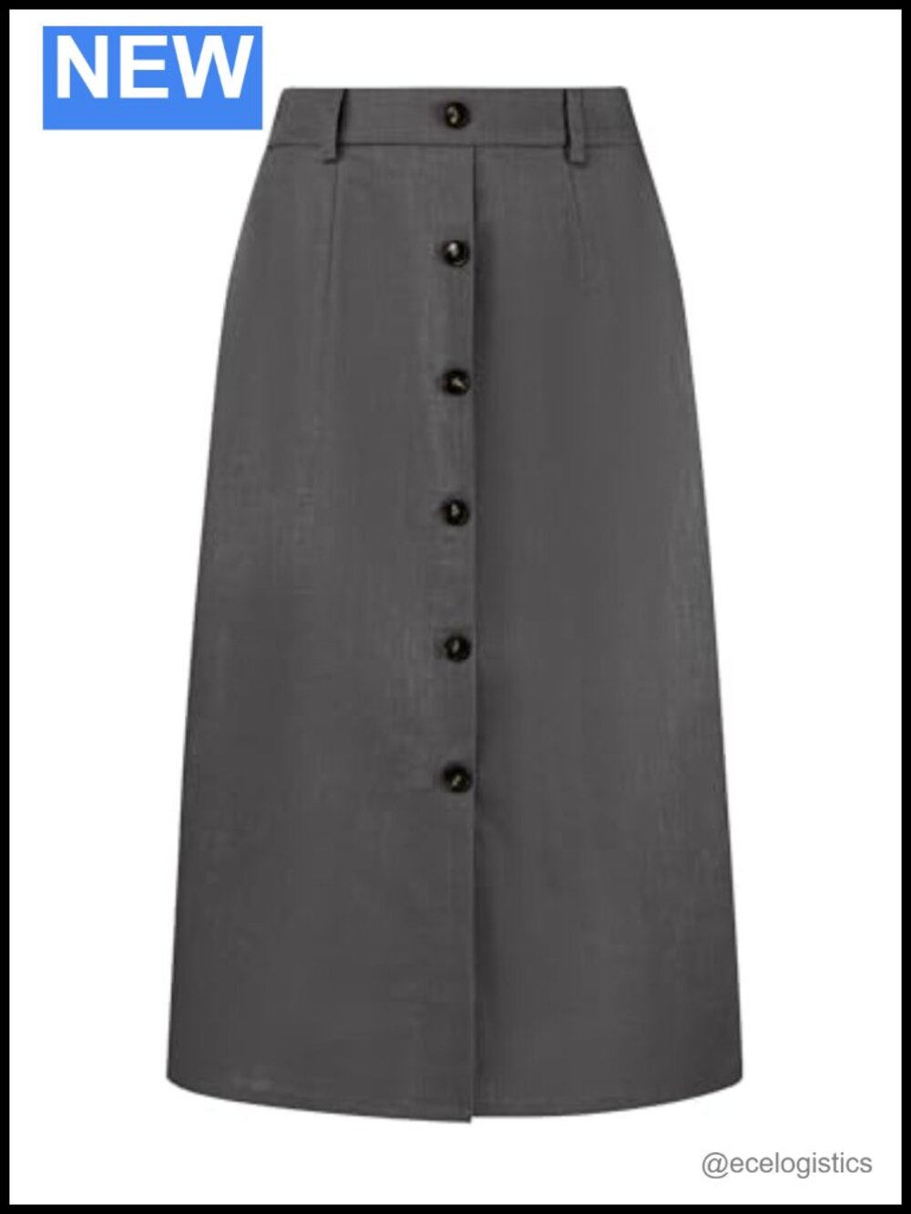 Linen Pencil Midi Skirt High Waist Button Front Slit Office Wear